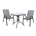 RIO Set Κήπου - Βεράντας: Τραπέζι + 2 Πολυθρόνες Μέταλλο Βαφή Ανθρακί, Textilene Γκρι Table:70x70x70 Chair:55x74x91 - Image 2