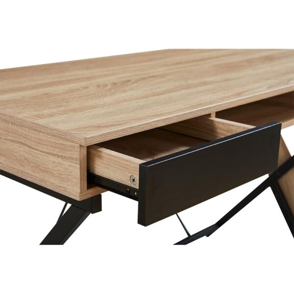 DOUBLE-X ΓΡΑΦΕΙΟ 1ΡΑΦΙ ΦΥΣΙΚΟ ΜΑΥΡΟ 120x60x76 28-0271 - Image 4