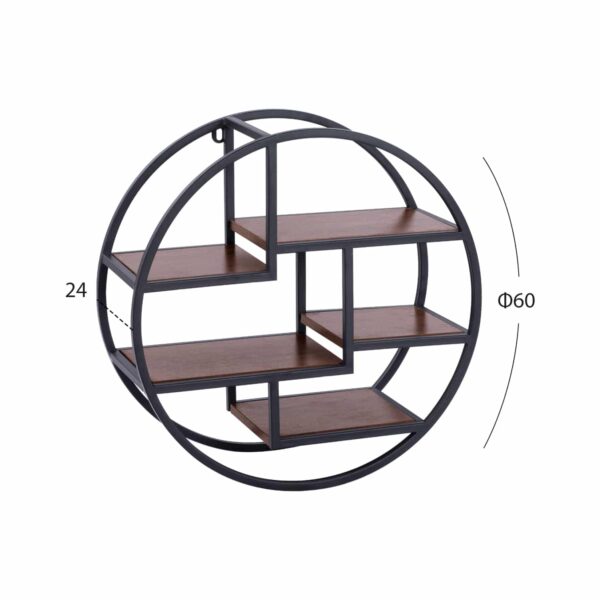 ΡΑΦΙΕΡΑ ΤΟΙΧΟΥ QUINN ΜΕ ΒΑΣΕΙΣ ΜΕΛΑΜΙΝΗΣ ΚΑΙ ΜΕΤΑΛΛΙΚΟ ΣΚΕΛΕΤΟ HM8612 Φ60x24 εκ. - Image 2