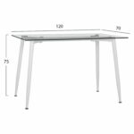 ΤΡΑΠΕΖΙ ΚΟΥΖΙΝΑΣ ΜΕΤΑΛΛΙΚΟ IDELLA ΛΕΥΚΟ ΜΑΤ ΜΕ ΓΥΑΛΙ HM8498.03 120X70X75Υ εκ. - Image 2