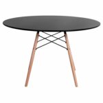 ΤΡΑΠΕΖΙ MINIMAL ΣΤΡΟΓΓΥΛΟ HM8454.02 MDF ΣΕ ΜΑΥΡΟ-ΠΟΔΙΑ ΟΞΙΑΣ ΣΕ ΦΥΣΙΚΟ Φ120Χ74Υεκ. - Image 3