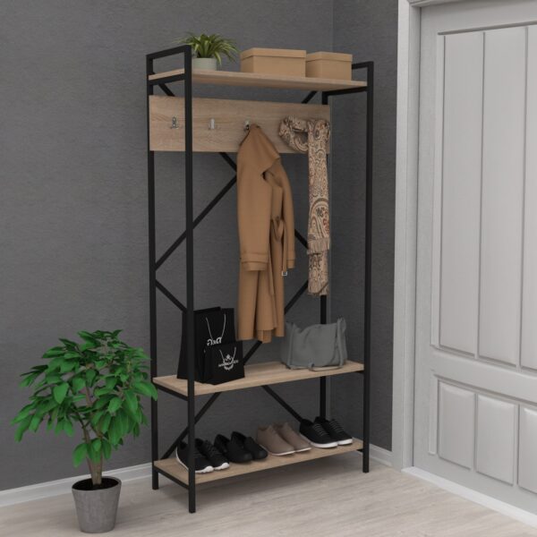 ΕΠΙΠΛΟ ΕΙΣΟΔΟΥ NAVIS HM18188 ΜΕΛΑΜΙΝΗ ΣΟΝΑΜΑ-ΜΑΥΡΟΣ ΜΕΤΑΛ.ΣΚΕΛΕΤΟΣ 90x34x180Υεκ. - Image 3