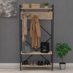 ΕΠΙΠΛΟ ΕΙΣΟΔΟΥ NAVIS HM18188 ΜΕΛΑΜΙΝΗ ΣΟΝΑΜΑ-ΜΑΥΡΟΣ ΜΕΤΑΛ.ΣΚΕΛΕΤΟΣ 90x34x180Υεκ. - Image 4