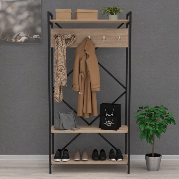 ΕΠΙΠΛΟ ΕΙΣΟΔΟΥ NAVIS HM18188 ΜΕΛΑΜΙΝΗ ΣΟΝΑΜΑ-ΜΑΥΡΟΣ ΜΕΤΑΛ.ΣΚΕΛΕΤΟΣ 90x34x180Υεκ. - Image 4