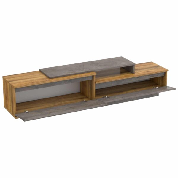 ΕΠΙΠΛΟ TV LEIS HM18186 ΜΕΛΑΜΙΝΗ ΣΕ ΦΥΣΙΚΟ ΞΥΛΟΥ & ΟΨΗ ΓΚΡΙ ΜΑΡΜΑΡΟ 180x35x42Υεκ. - Image 4