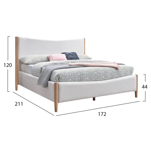 ΚΡΕΒΑΤΙ ΔΙΠΛΟ RANTUS ΓΙΑ ΣΤΡΩΜΑ 160Χ200 HM683 ΛΕΥΚΟ ΜΠΟΥΚΛΕ ΥΦΑΣΜΑ 212x184x120Υεκ. - Image 2