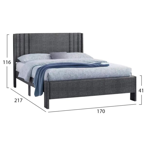 ΚΡΕΒΑΤΙ ΔΙΠΛΟ CREDENCE HM685.01 ΓΚΡΙ ΥΦΑΣΜΑ ΓΙΑ ΣΤΡΩΜΑ 160Χ200εκ. - Image 2