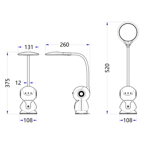 ΠΑΙΔΙΚΟ ΦΩΤΙΣΤΙΚΟ ΓΡΑΦΕΙΟΥ LED BADOO ΡΟΜΠΟΤΑΚΙ HM4453.01 ΛΕΥΚΟ-ΓΚΡΙ ABS - Image 2