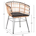 ΠΟΛΥΘΡΟΝΑ ΕΞ.ΧΩΡΟΥ ALLEGRA HM5456.11 ΜΕΤΑΛΛΟ&ΜΑΞΙΛΑΡΙ ΜΑΥΡΟ-WICKER ΜΠΕΖ 58x61x81Y - Image 2