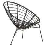 ΠΟΛΥΘΡΟΝΑ ΤΥΠΟΥ ΦΩΛΙΑ ΜΕΤΑΛΛΙΚΗ ALLEGRA HM5458.12 ΜΕ WICKER-ΜΑΥΡΟ 73x78x88Υεκ. - Image 5