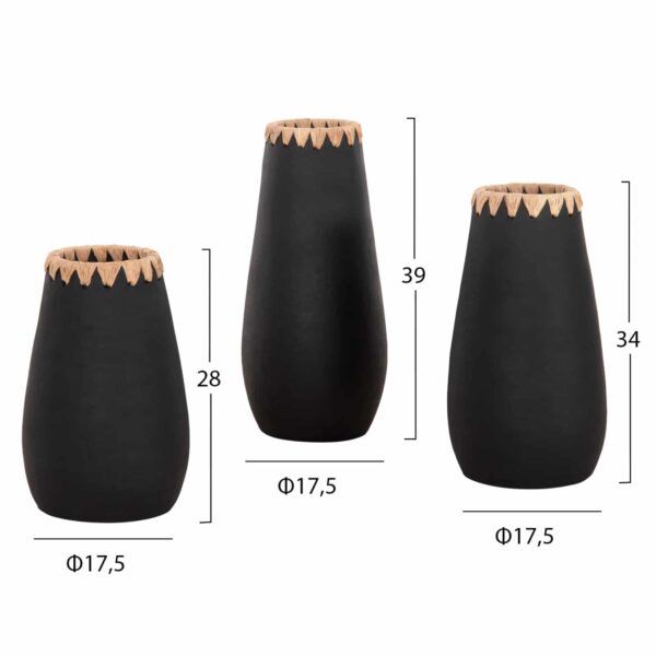 ΣΕΤ 3ΤΜΧ ΔΙΑΚΟΣΜΗΤΙΚΑ ΒΑΖΑ HM4372 ΤΕΡΑΚΟΤΑ ΣΕ ΜΑΥΡΟ ΜΕ ΠΛΕΞΗ ΨΑΘΑΣ ΣΤΟ ΣΤΟΜΙΟ - Image 2