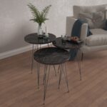 ΣΕΤ ΒΟΗΘ.ΤΡΑΠΕΖΑΚΙΑ NISSA HM18173.02 ΜΕΛΑΜΙΝΗ ΜΑΥΡΟ ΜΑΡΜΑΡΟ-ΜΑΥΡΑ ΜΕΤΑΛ.ΠΟΔΙΑ - Image 2