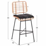 ΣΚΑΜΠΟ ΜΠΑΡ ΜΕΣ.ΥΨΟΥΣ ALLEGRA HM5709.11 ΜΕΤΑΛΛΟ&ΜΑΞΙΛΑΡΙ ΜΑΥΡΟ-WICKER ΜΠΕΖ 46x46x99Υεκ - Image 2