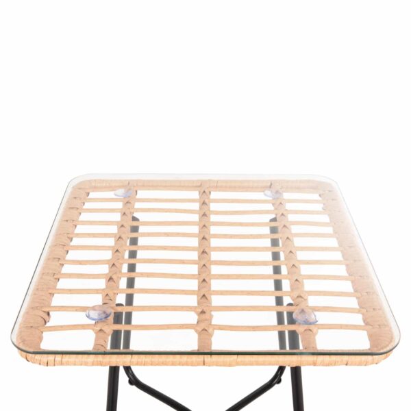 ΤΡΑΠΕΖΑΚΙ GERRY HM5717.11 ΜΕ WICKER ΜΠΕΖ-ΜΑΥΡΟ ΜΕΤΑΛ.ΣΚΕΛΕΤΟ 50x50x47,5Υεκ. - Image 4