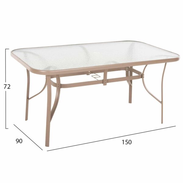 ΤΡΑΠΕΖΙ BRUNO 150X90Χ72Υεκ. ΜΕΤΑΛΛΙΚΟ ΣΑΜΠΑΝΙ ΜΕ ΤΡΥΠΑ ΟΜΠΡΕΛΑΣ Φ38mm HM5145.14 - Image 2