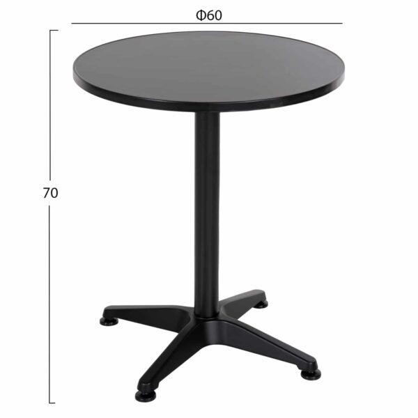 ΤΡΑΠΕΖΙ ΣΤΡΟΓΓΥΛΟ GOSS HM5974.01 ΑΛΟΥΜΙΝΙΟ ΜΑΥΡΟ Φ60x70Υεκ. - Image 2