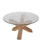 GLASS COFFEE TABLE ΔΙΑΦΑΝΟ OAK 80x80x42 04-0792