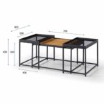 HARMONICA COFFEE TABLE SET 3ΤΕΜ ΦΥΣΙΚΟ ΦΙΜΕ ΜΑΥΡΟ 75x55x44 04-0972 - Image 4