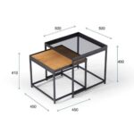 HARMONICA SIDE TABLE SET 2ΤΕΜ ΦΥΣΙΚΟ ΦΙΜΕ ΜΑΥΡΟ 50x50x49 04-0973 - Image 4