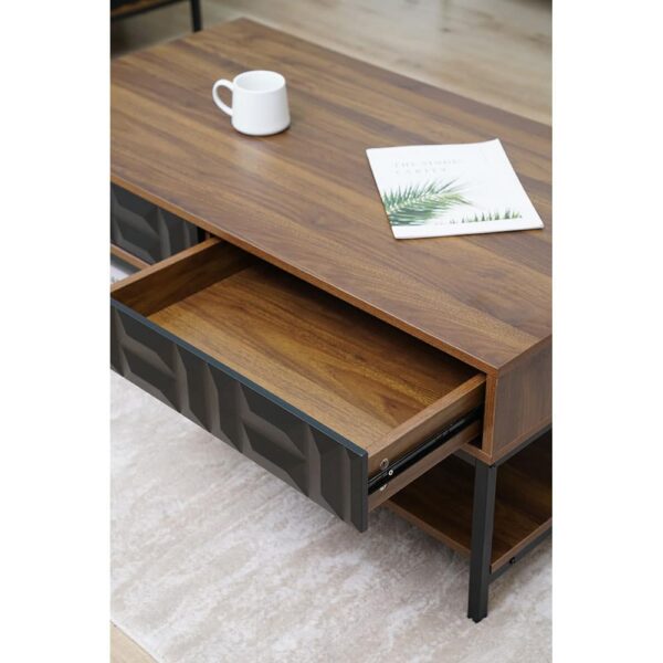 ZUMA COFFEE TABLE 2ΣΥΡΤΑΡΙΑ 3ΡΑΦΙΑ ΚΑΡΥΔΙ ΜΑΥΡΟ 111.5x60x44 04-1057 - Image 4