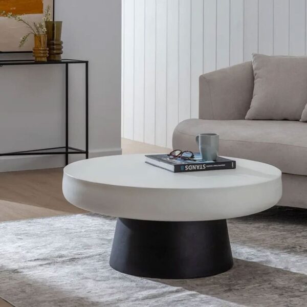 MYKONOS COFFEE TABLE ΛΕΥΚΟ ΜΑΥΡΟ 90x90x39 04-1098 - Image 2