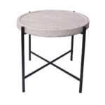 TERRAZO SIDE TABLE OFF WHITE ΜΑΥΡΟ 63.5x63.5x56.5 04-1189