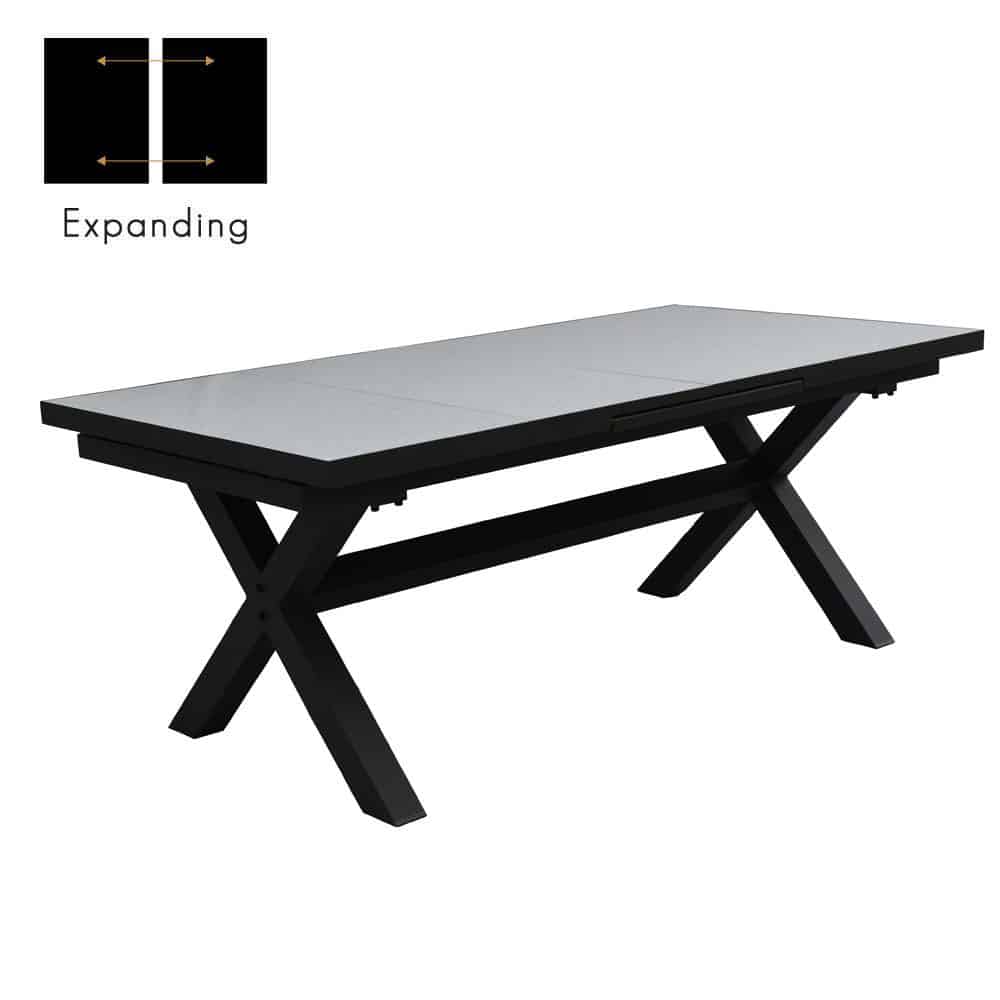 22-0292-07AJv-first-_1 SORPRESA ΤΡΑΠΕΖΙ ΕΠΕΚΤΕΙΝΟΜΕΝΟ-Η TERRAZZO ΓΚΡΙ ΣΚΟΥΡΟ 202x101x77 22-0292 - Image 1