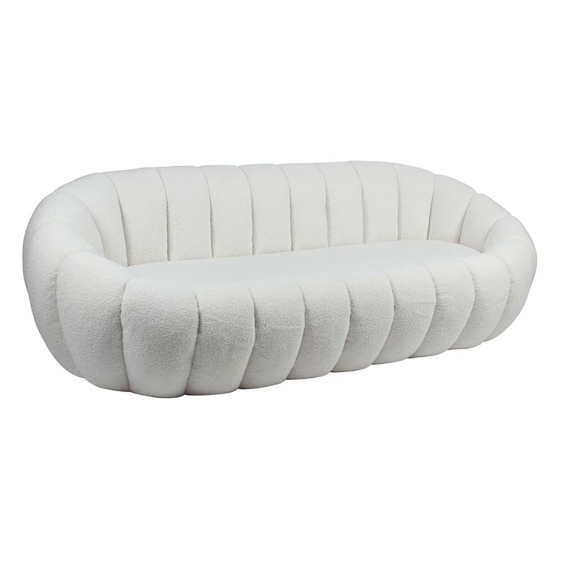 BEVERLY Καναπές 3θ - Σαλονιού - Καθιστικού BEVERLY Καναπές 3θ - Σαλονιού - Καθιστικού, Teddy Ύφασμα Άσπρο 199x96x62cm - Image 1