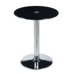 BITT Βοηθητικό Τραπεζάκι Σαλονιού - Καθιστικού, Χρώμιο - Γυαλί Tempered Μαύρο Φ60cm H.72cm