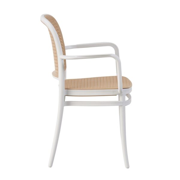 FLORENCE Πολυθρόνα PP Άσπρο, PP Rattan Μπεζ, Στοιβαζόμενη 54x54x84cm - Image 3