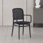 FLORENCE Πολυθρόνα PP Μαύρο, PP Rattan Μαύρο, Στοιβαζόμενη 54x54x84cm - Image 3