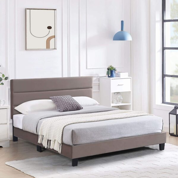 PRIMO Κρεβάτι Διπλό για Στρώμα 160x200cm, Ύφασμα Cappuccino, με Κεφαλάρι πολλαπλών θέσεων 169x215x117/127cm - Image 2