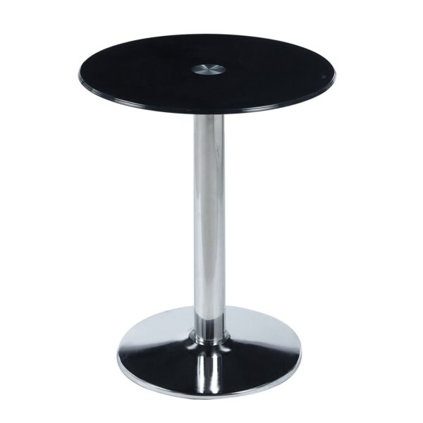 BITT Βοηθητικό Τραπεζάκι Σαλονιού - Καθιστικού, Χρώμιο - Γυαλί Tempered Μαύρο Φ60cm H.72cm - Image 2