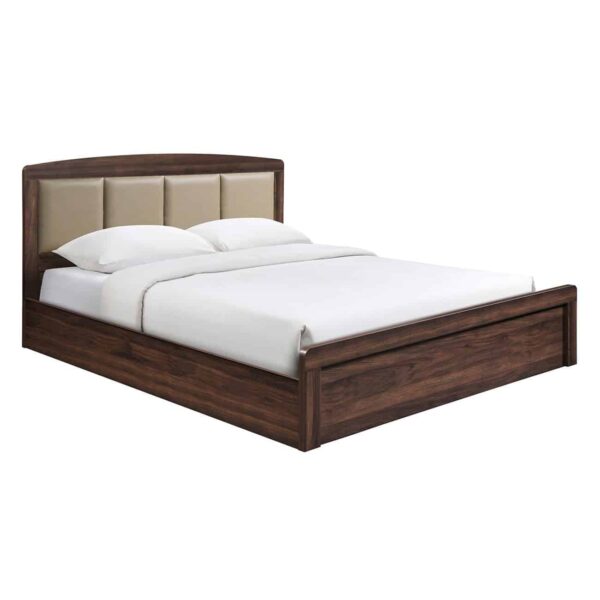 CALIBER Κρεβάτι Διπλό για Στρώμα 160x200cm, Απόχρωση Καρυδί, Κεφαλάρι Pu Μπεζ 168x210x100cm - Image 2