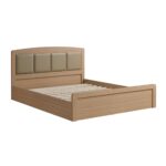 CALIBER Κρεβάτι Διπλό για Στρώμα 150x200cm, Απόχρωση Sonoma Oak, Κεφαλάρι Pu Μπεζ 158x210x100cm - Image 2