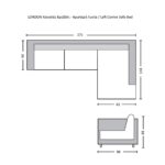 LONDON Καναπές - Κρεβάτι Αριστερή Γωνία, Ύφασμα Ανθρακί Sofa:271x158x90 Bed:137x227cm - Image 7