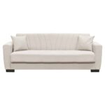 GALAXY Καναπές – Κρεβάτι με Αποθηκευτικό Χώρο, 3Θέσιος Ύφασμα Μπεζ Sofa:210x82x81cm Bed:105x180cm - Image 3