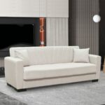 GALAXY Καναπές – Κρεβάτι με Αποθηκευτικό Χώρο, 3Θέσιος Ύφασμα Μπεζ Sofa:210x82x81cm Bed:105x180cm - Image 6