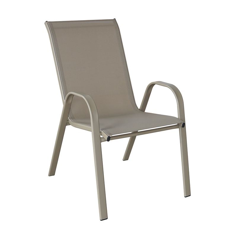 RIO Πολυθρόνα Στοιβαζόμενη Κήπου RIO Πολυθρόνα Στοιβαζόμενη Κήπου, Μέταλλο Βαφή Μπεζ, Τextilene Μπεζ (4,20kg) 55x74x91cm - Image 1