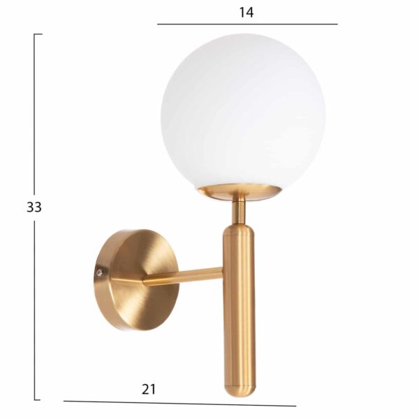 ΑΠΛΙΚΑ ΤΟΙΧΟΥ HOMY HM4470 ΜΕΤΑΛΛΙΚΗ ΒΑΣΗ ΧΡΥΣΗ-ΓΥΑΛΙ [Ε27] 14x21x33Υεκ. - Image 2