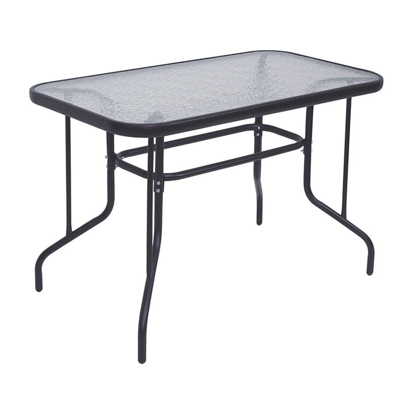 BALENO Τραπέζι Κήπου - Βεράντας BALENO Τραπέζι Κήπου - Βεράντας, Μέταλλο Βαφή Ανθρακί, Γυαλί 110x60x71cm - Image 1