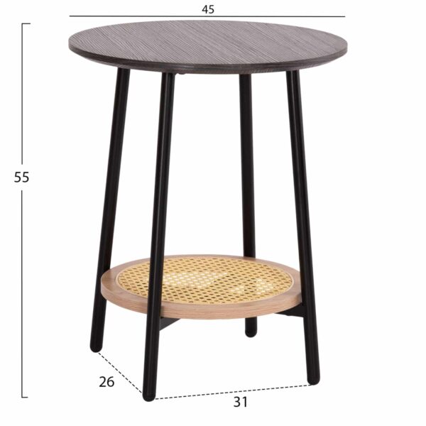 ΒΟΗΘΗΤΙΚΟ ΤΡΑΠΕΖAKI SEWELL HM18034 MDF ΣΕ ZEBRANO-ΜΕΤΑΛΛΙΚΑ ΠΟΔΙΑ-WICKER Φ45x55Υεκ - Image 2