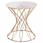 ΒΟΗΘΗΤΙΚΟ ΤΡΑΠΕΖΑΚΙ RUDY HM18037.01 ΚΕΡΑΜΙΚΟ TOP ΛΕΥΚΟ-ΜΕΤΑΛΛΟ ΧΡΥΣΟ Φ45x48,5Υεκ.