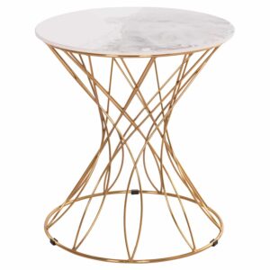 ΒΟΗΘΗΤΙΚΟ ΤΡΑΠΕΖΑΚΙ RUDY HM18037.01 ΚΕΡΑΜΙΚΟ TOP ΛΕΥΚΟ-ΜΕΤΑΛΛΟ ΧΡΥΣΟ Φ45x48,5Υεκ.