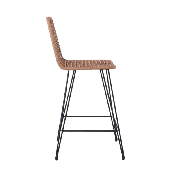 SALSA Σκαμπό BAR-Pro με Πλάτη, Μέταλλο Βαφή Μαύρο, Wicker Φυσικό 45x55x75/113cm - Image 3