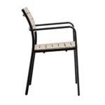 SAGA Πολυθρόνα Στοιβαζόμενη, Μέταλλο Βαφή Μαύρο, PP-UV Tortora 56x57x84cm - Image 3