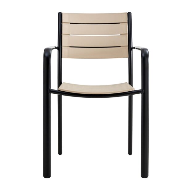 SAGA Πολυθρόνα Στοιβαζόμενη, Μέταλλο Βαφή Μαύρο, PP-UV Tortora 56x57x84cm - Image 5