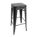 RELIX Σκαμπό Bar Στοιβαζόμενο, Μέταλλο Βαφή Μαύρο, Pu Μαύρο 42x42x76cm - Image 2