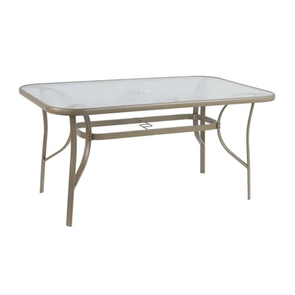RIO Τραπέζι Κήπου - Βεράντας, Μέταλλο Βαφή Μπεζ, Γυαλί 150x90x71cm - Image 2