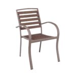 SERRANO Set Κήπου: Τραπέζι + 6 Πολυθρόνες, Μέταλλο Βαφή Sand Beige, Polywood Καρυδί Table:150x80x75 Chair:56x64x88 - Image 3